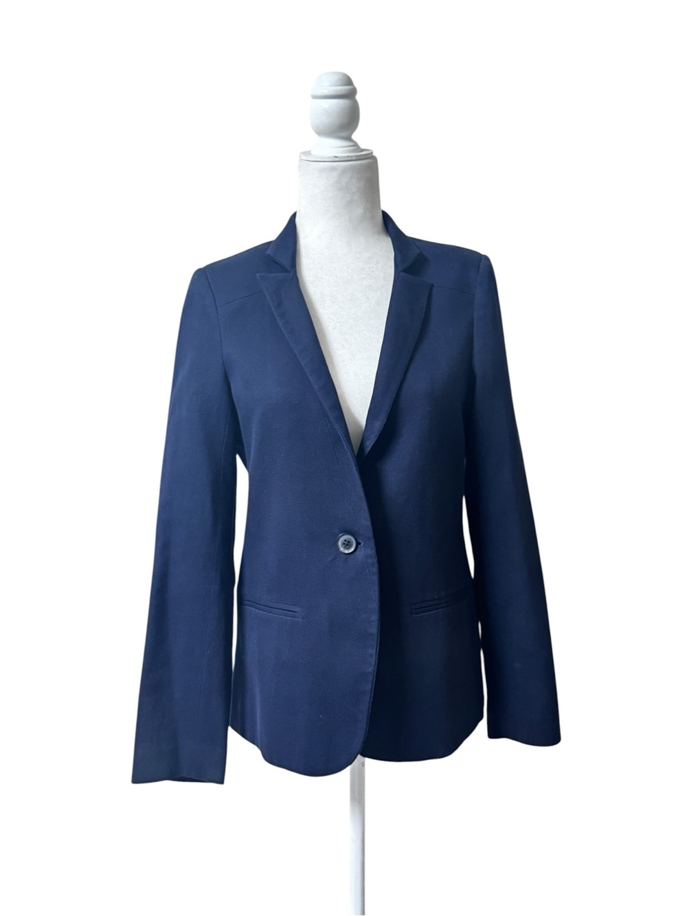 Jenni Kayne Navy cotton Linen blend single breated nautical office neutral blaze